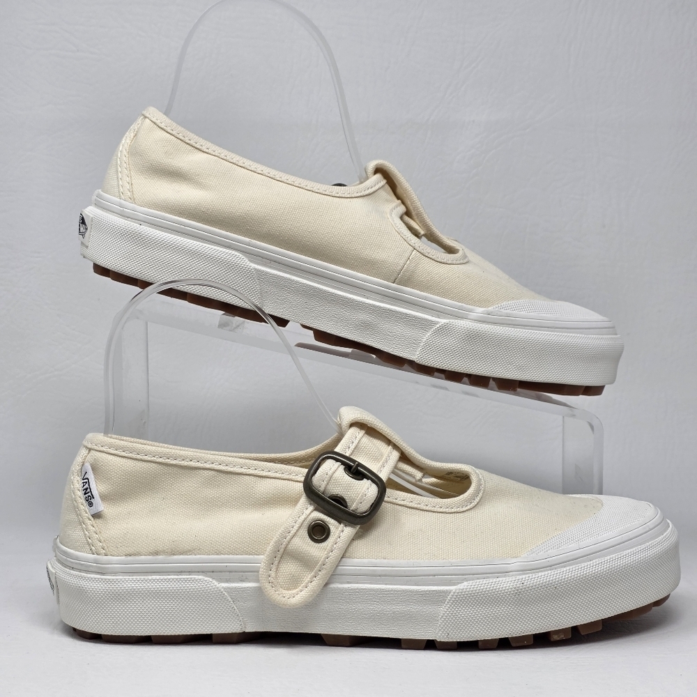 Vans Style 93 Mary Jane Women's Size 9.5 Beige Linen Canvas Buckle Shoes NEW - Picture 2 of 11